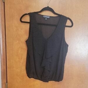 Almost Famous Black Ruffle Sleeveless Blouse